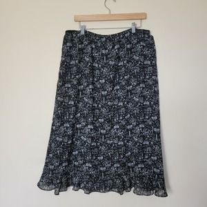 Christopher & Banks Sz XL Vintage Skirt A Line Ruffle Lined Boho Prairie Paris